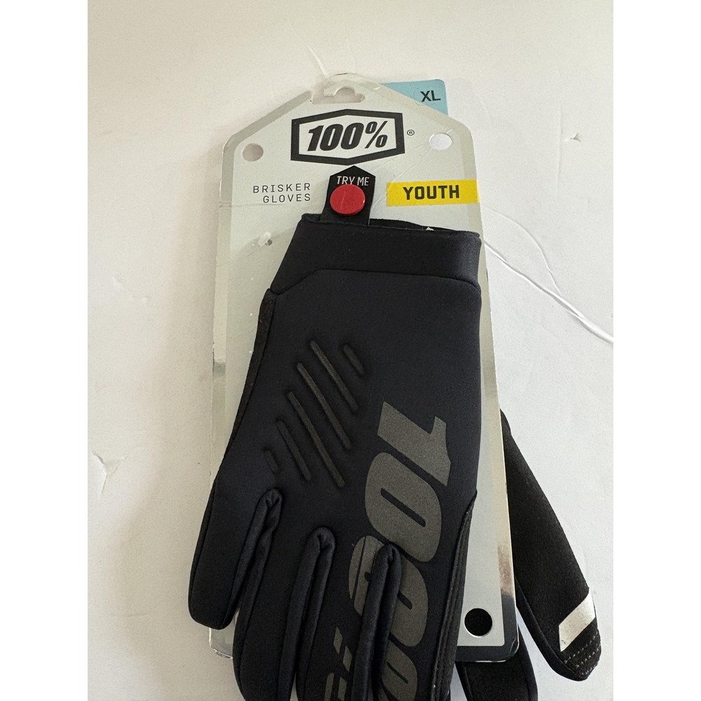100% Brisker Youth Gloves XL Black Cold Weather MTB BMX Motocross Cycling Bike‎